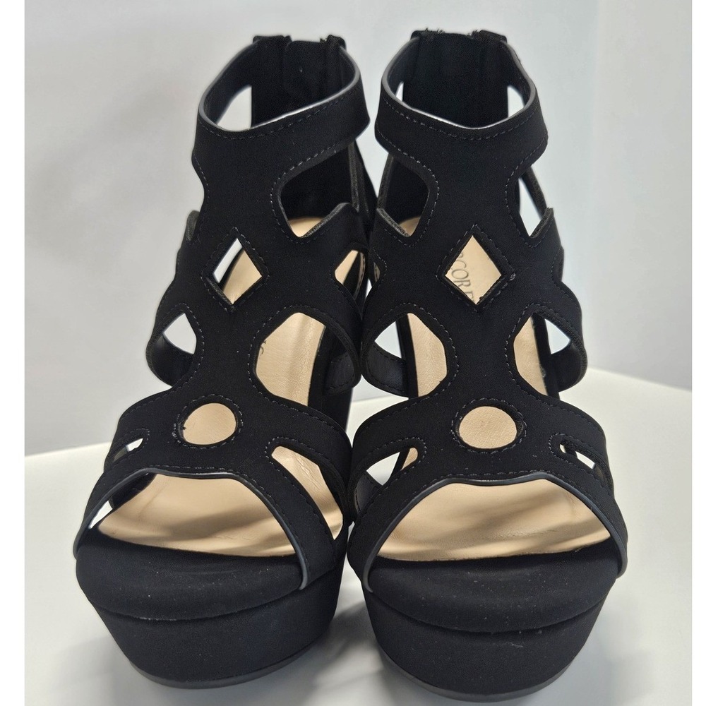Marco Republic, Woman's‎ Size 8 Black Nubuck, "Peru" Platform Wedge Heels